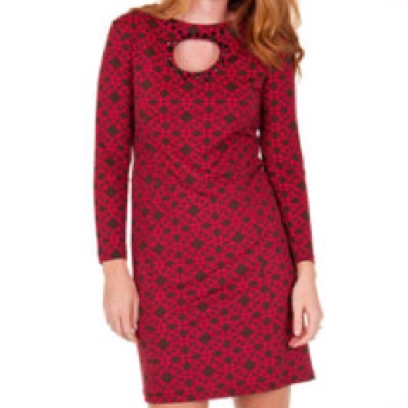 TRACY NEGOSHIAN Keyhole Geo Brown Pink Dress Sz L - Picture 4 of 6